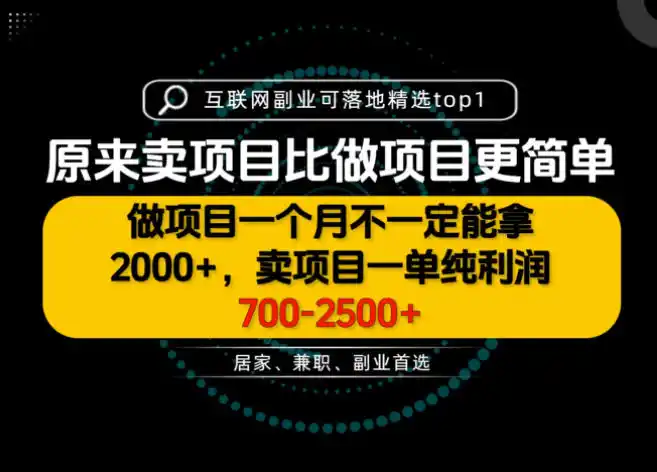 一单利润700-2.5K+,为什么我们要卖项目而不是做项目,我们普通人应该怎样开始?【揭秘】-寒山客