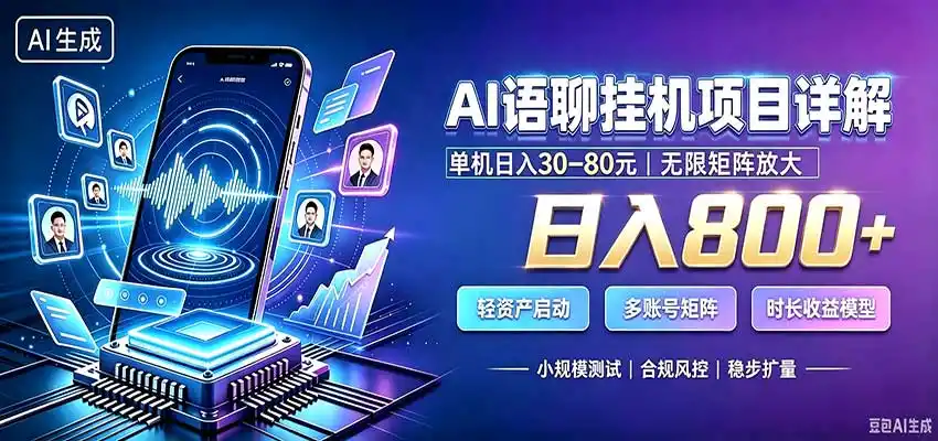 AI语聊挂机，日入800+，适用个人副业，工作室矩阵操作-小创项目网