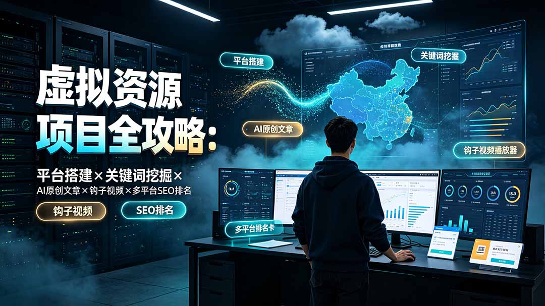 虚拟资源项目全攻略：平台搭建×关键词挖掘×AI原创文章×钩子视频×多平台SEO排名-小创项目网