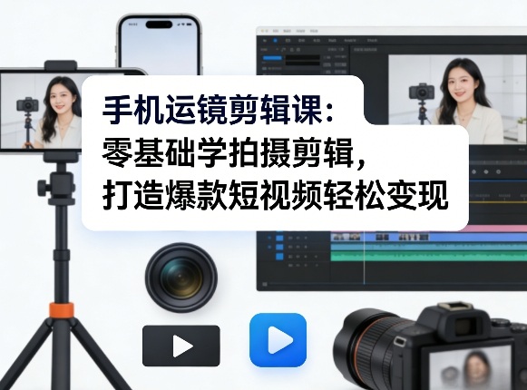 手机运镜剪辑课：零基础学拍摄剪辑，打造爆款短视频轻松变现-小创项目网