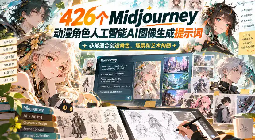 426个Midjourney动漫角色人工智能AI图像生成提示词，非常适合创造角色、场景和艺术构图-小创项目网