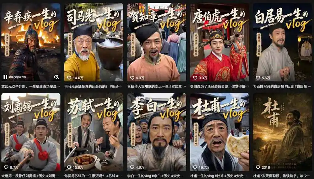 历史人物，诗人一生Vlog教学， AI制作丨伙伴计划丨精选收益丨商单收徒 ，新领域红利期，抓紧做-小创项目网