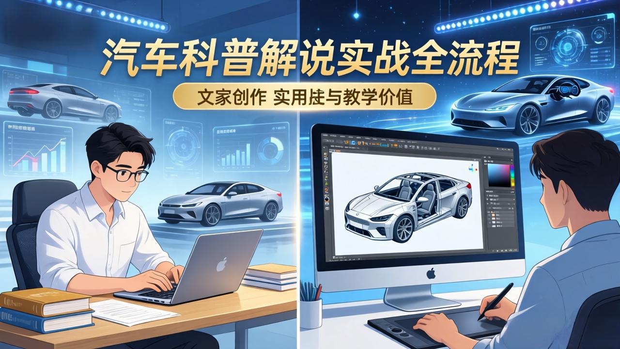 抖音汽车科普解说实战：文案+动画+画面处理+去水印全流程，打造专业汽车科普视频-小创项目网