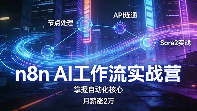 n8n AI工作流实战营，节点处理+API连通+Sora2实战，掌握自动化核心月薪涨2万-小创项目网