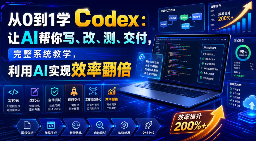 从0到1学Codex：让AI帮你写、改、测、交付，完整系统教学，利用AI实现效率翻倍-小创项目网