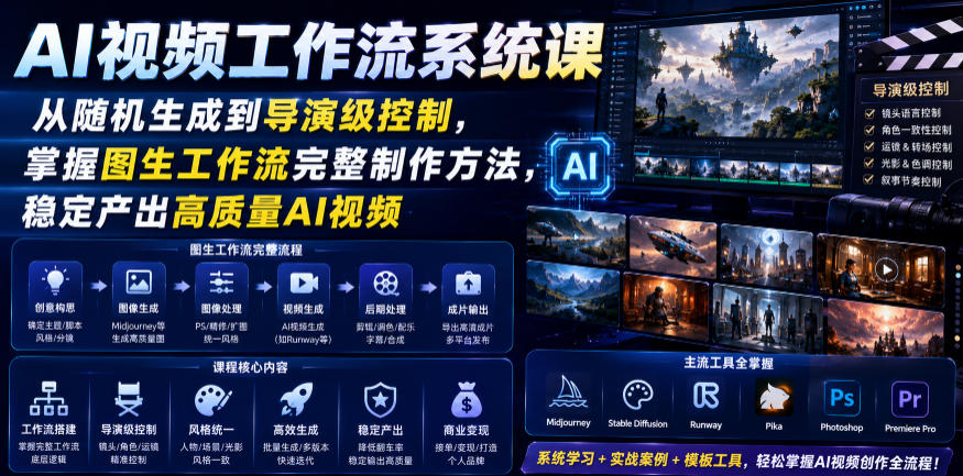 AI视频工作流系统课，从随机生成到导演级控制，掌握图生工作流完整制作方法，稳定产出高质量AI视频-寒山客