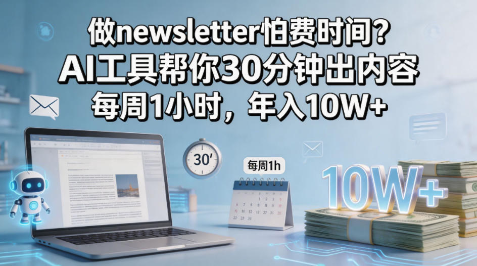 做newsletter怕费时间？AI工具帮你30分钟出内容，每周1小时，年入10W+！【原创双语字幕】-小创项目网
