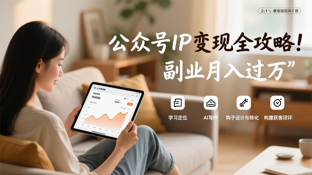 公众号IP变现全攻略，学习定位、AI写作、钩子设计与转化，构建获客闭环，副业月入过万-小创项目网