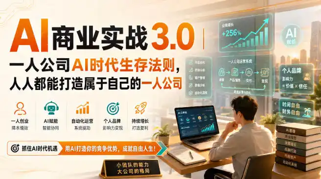 AI商业实战3.0｜一人公司AI时代生存法则，人人都能打造属于自己的一人公司-小创项目网