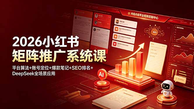 2026小红书矩阵推广系统课：平台算法+账号定位+爆款笔记+SEO排名+DeepSeek全场景应用-寒山客
