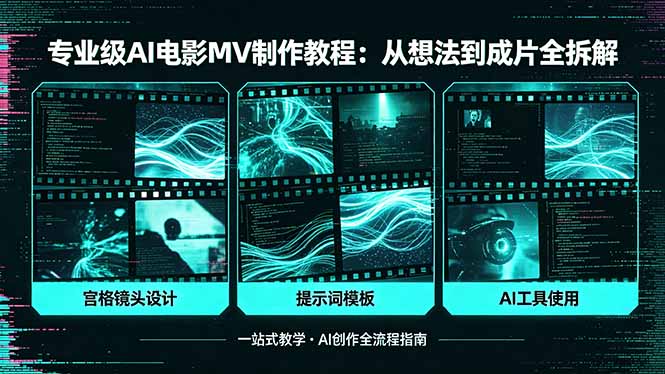 专业级AI电影MV制作教程，从想法到成片全拆解，宫格镜头+提示词模板+AI工具一站式教学-小创项目网