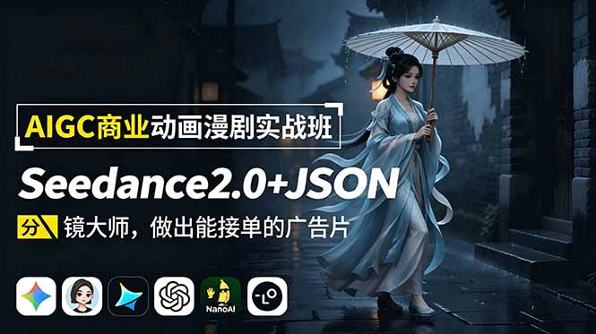 AIGC商业动画漫剧实战班-更新：Seedance2.0+JSON分镜大师，做出能接单的广告片-小创项目网