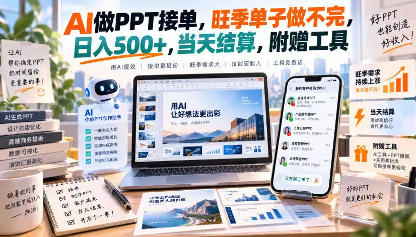 AI做PPT接单,旺季单子做不完,日入500+,当天结算,附赠工具【揭秘】-寒山客