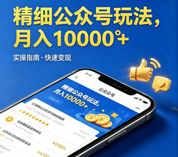 精细化公众号玩法，我们给你提供文章，你来负责发布，收益可观，月入1W+【揭秘】-小创项目网