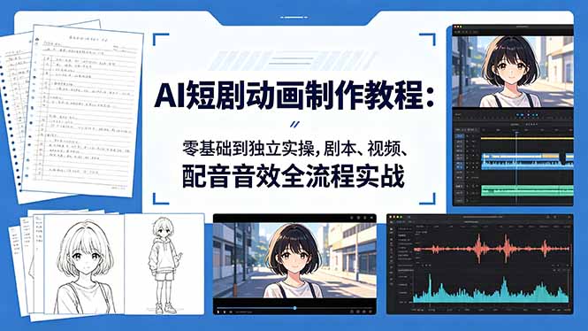 AI短剧动画制作教程：零基础到独立实操，剧本、视频、配音音效全流程实战-小创项目网