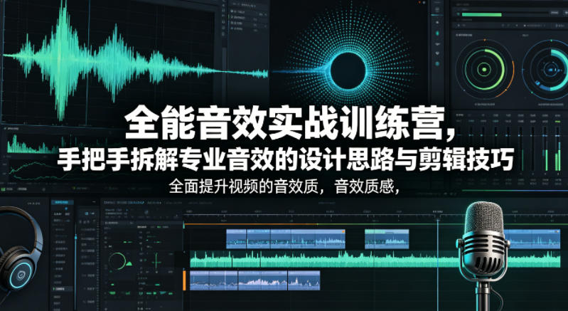 全能音效实战训练营，手把手拆解专业音效的设计思路与剪辑技巧，全面提升视频的音效质感-小创项目网