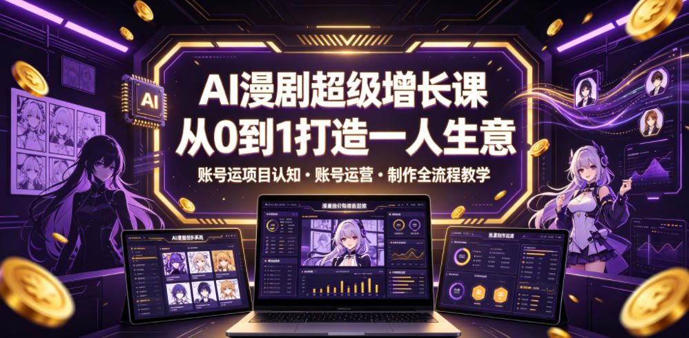 AI漫剧超级增长课，从0到1打造一人生意，项目认知・账号运营・制作全流程教学-寒山客