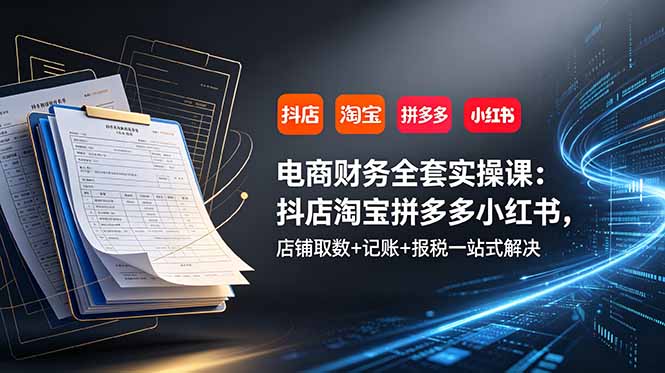电商财务全套实操课：抖店淘宝拼多多小红书，店铺取数+记账+报税一站式解决-寒山客