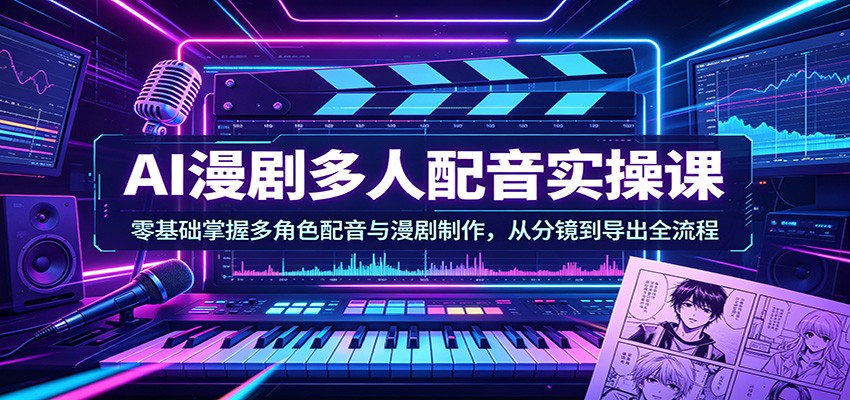 AI漫剧多人配音实操课：零基础掌握多角色配音与漫剧制作，从分镜到导出全流程-小创项目网