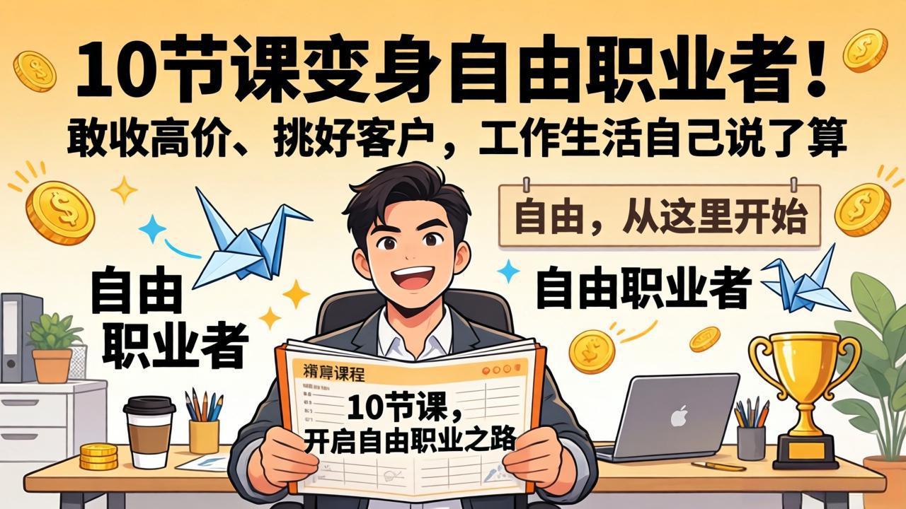 10 节课变身自由职业者！敢收高价、挑好客户，工作生活自己说了算-小创项目网