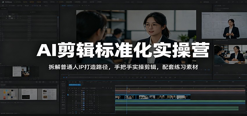 AI剪辑标准化实操营：拆解普通人IP打造路径，手把手实操剪辑，配套练习素材-寒山客