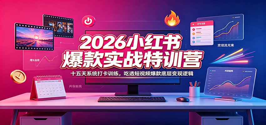2026小红书爆款实战特训营：十五天系统打卡训练，吃透短视频爆款底层变现逻辑-寒山客