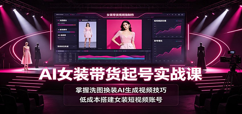AI女装带货起号实战课：掌握洗图换装AI生成视频技巧，低成本搭建女装短视频账号-小创项目网
