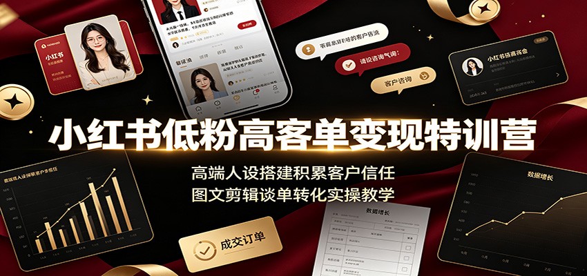 小红书低粉高客单变现特训营：高端人设搭建积累客户信任，图文剪辑谈单转化实操教学-小创项目网