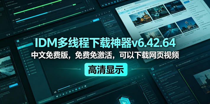 IDM多线程下载神器v6.42.64中文免费版，免费免激活，可以下载网页视频(例如飞书文档内的视频)-寒山客