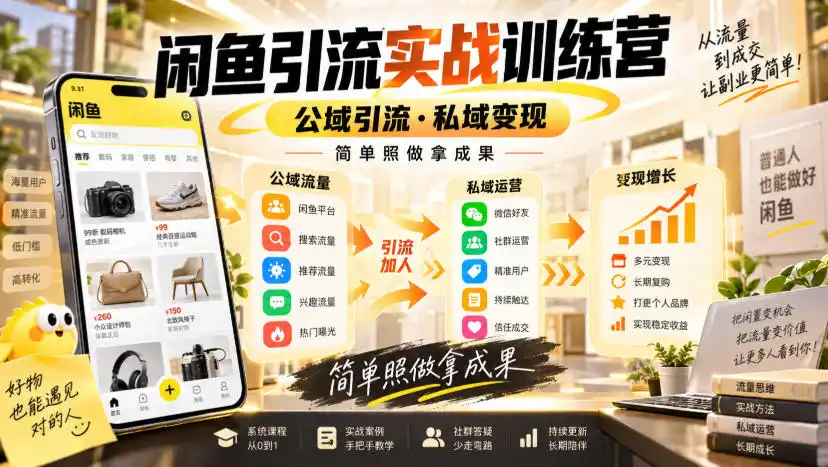 闲鱼引流实战训练营，公域引流·私域变现，简单照做拿成果-小创项目网