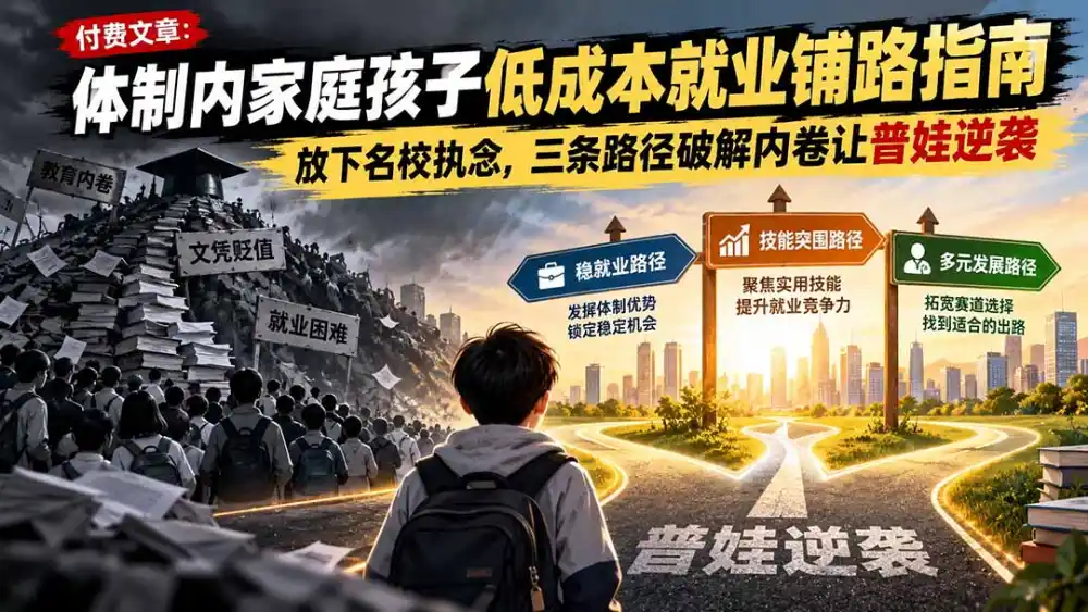 付费文章：体制内家庭孩子低成本就业铺路指南，放下名校执念，三条路径破解内卷让普娃逆袭-小创项目网