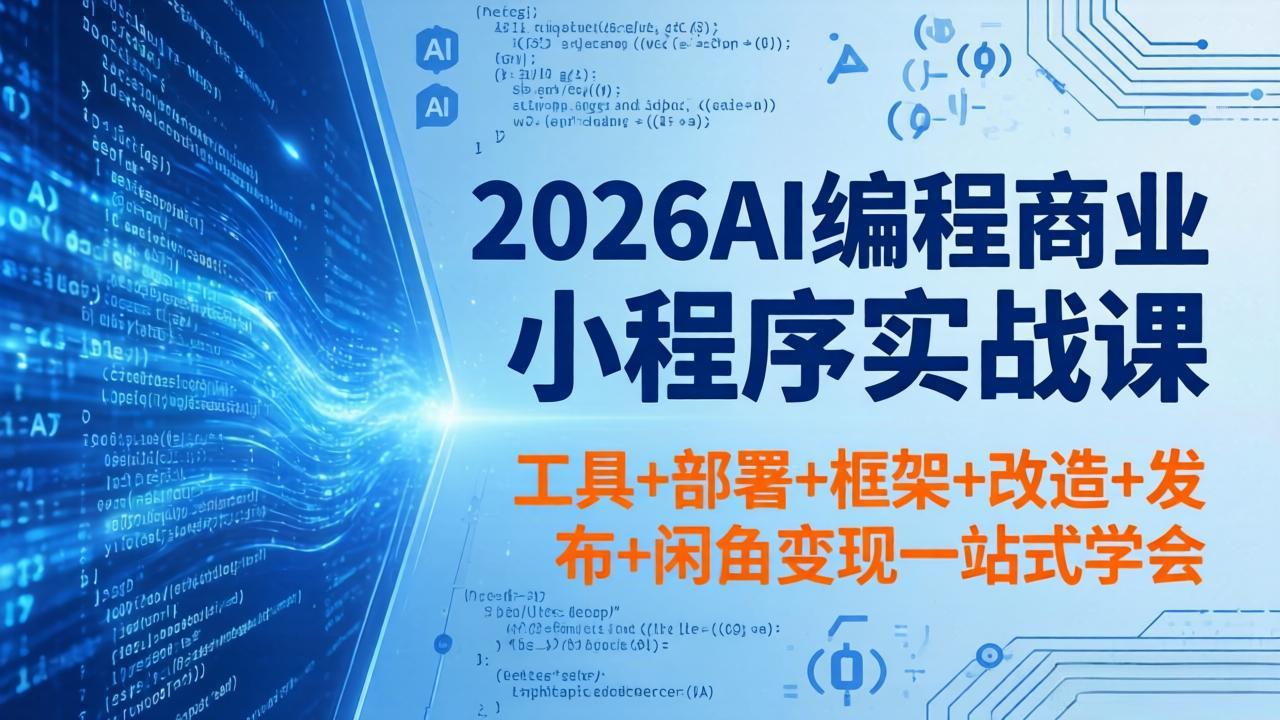 2026AI编程商业小程序实战课，工具+部署+框架+改造+发布+闲鱼变现一站式学会-小创项目网
