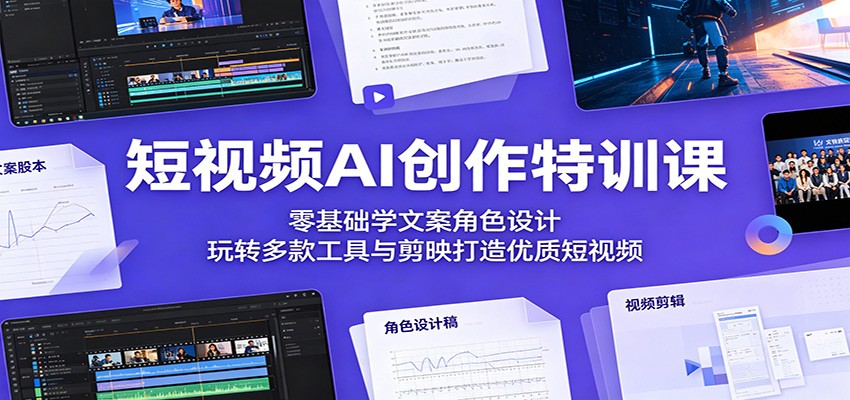 短视频AI创作特训课：零基础学文案角色设计，玩转多款工具与剪映打造优质短视频-小创项目网