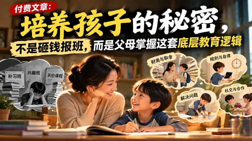 付费文章：培养孩子的秘密，不是砸钱报班，而是父母掌握这套底层教育逻辑-小创项目网