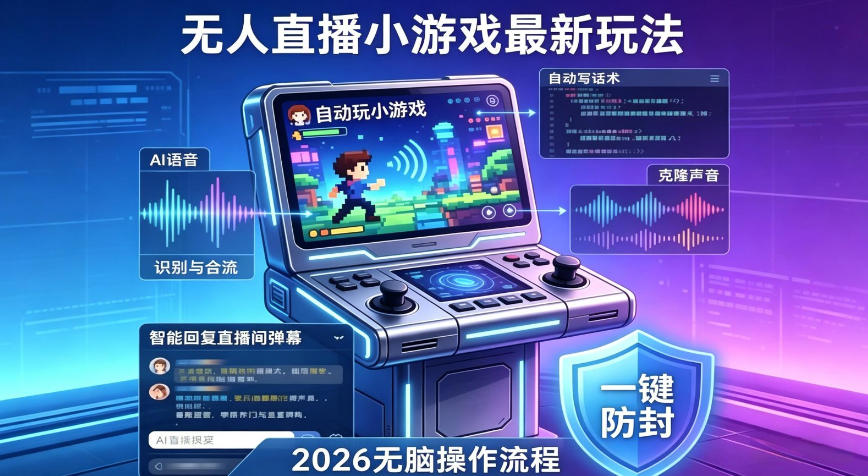 2026年AI无人直播小游戏全流程，不违规不封号，开启创业副业增收之路，小白月入1w+【揭秘】-小创项目网