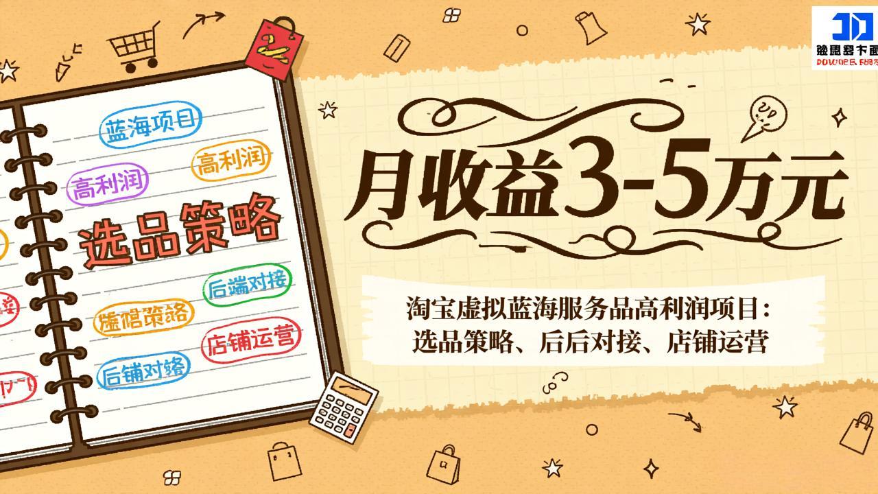 淘宝虚拟蓝海服务品高利润项目：选品策略、后端对接、店铺运营，月收益可达3-5万元-小创项目网