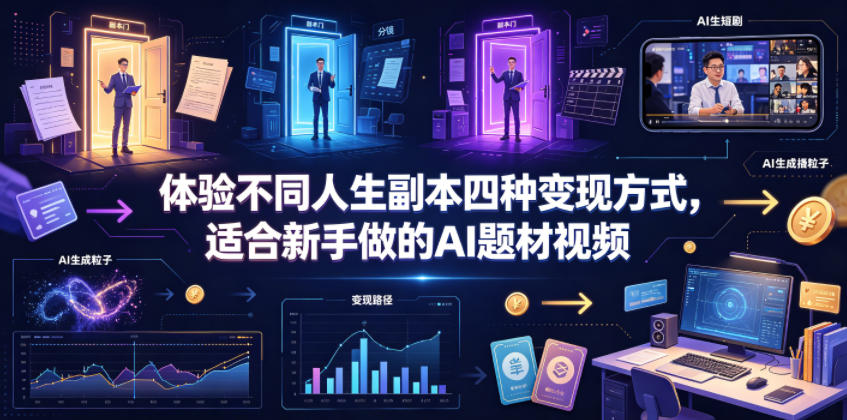 体验不同人生副本四种变现方式，适合新手做的AI题材视频-寒山客
