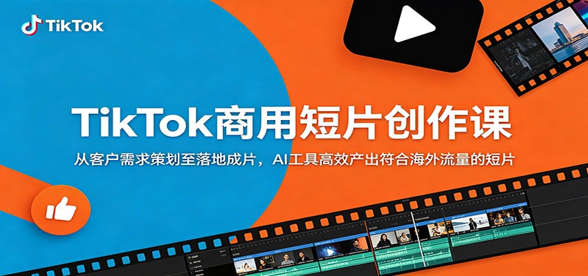 TikTok商用短片创作课：从客户需求策划至落地成片，AI工具高效产出符合海外流量的短片-寒山客