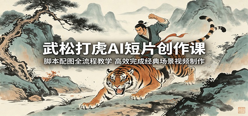 武松打虎AI短片创作课：脚本配图全流程教学，高效完成经典场景视频制作-小创项目网