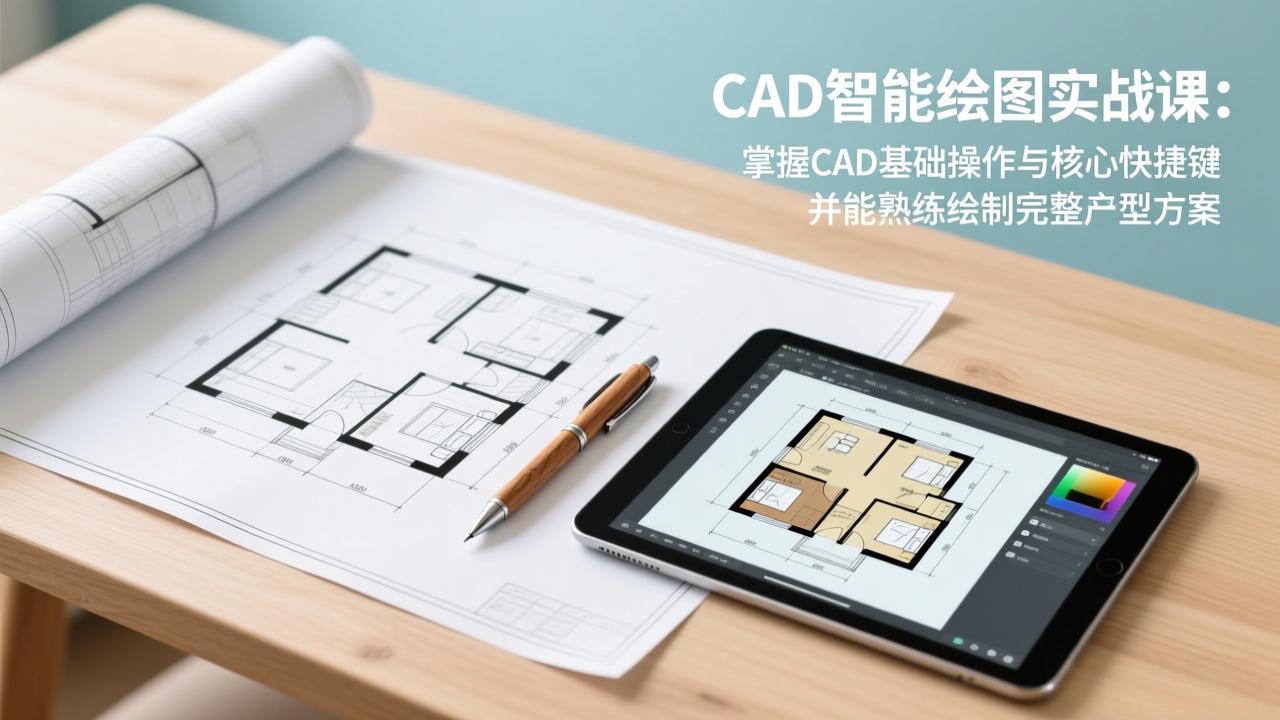 CAD智能绘图实战课：掌握CAD基础操作与核心快捷键，并能熟练绘制完整户型方案-小创项目网
