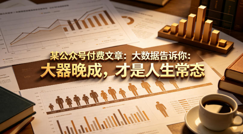 某公众号付费文章：大数据告诉你：大器晚成，才是人生常态-小创项目网