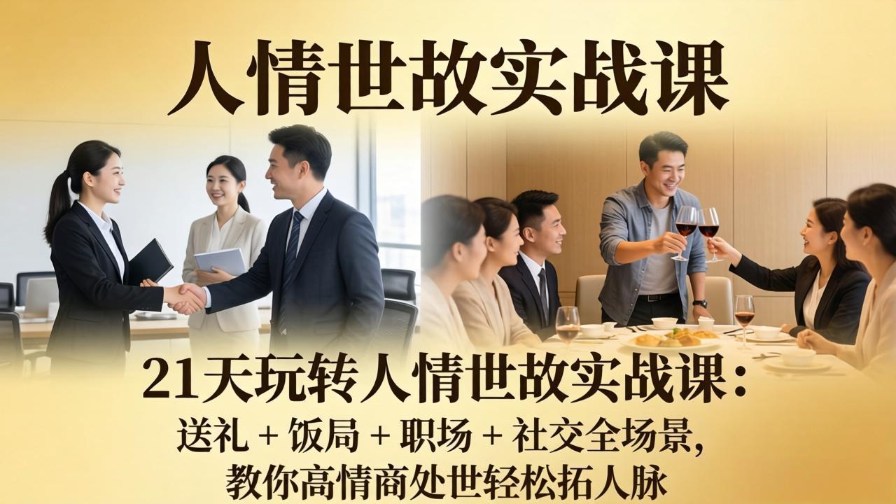 21 天玩转人情世故实战课：送礼 + 饭局 + 职场 + 社交全场景，教你高情商处世轻松拓人脉-小创项目网