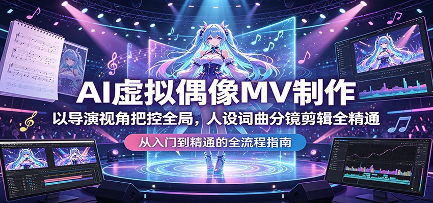 AI虚拟偶像MV制作：以导演视角把控全局，人设词曲分镜剪辑全精通-小创项目网