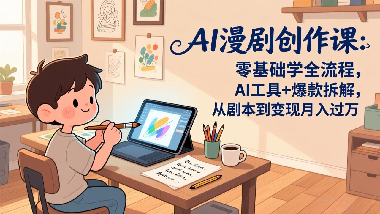 AI漫剧创作课：零基础学全流程，AI工具+爆款拆解，从剧本到变现月入过万-小创项目网