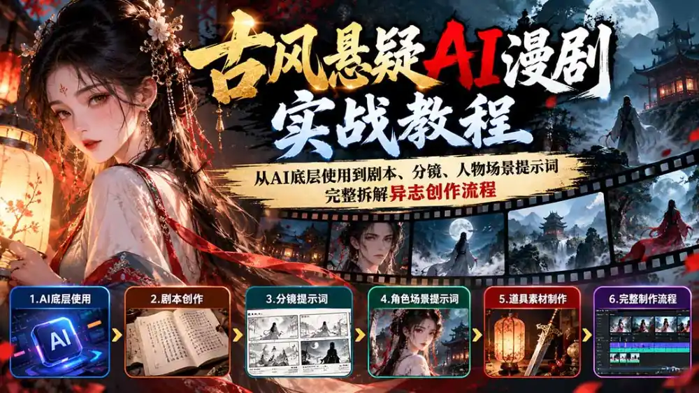 古风悬疑AI漫剧实战教程：从AI底层使用到剧本、分镜、人物场景提示词，完整拆解异志创作流程-小创项目网