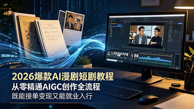 2026 爆款 AI 漫剧短剧教程 从零精通 AIGC 创作全流程 既能接单变现又能就业入行-小创项目网
