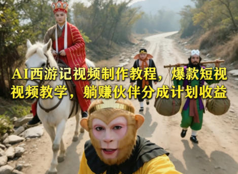 AI西游记视频制作教程，爆款短视频教学，躺賺伙伴分成计划收益-小创项目网