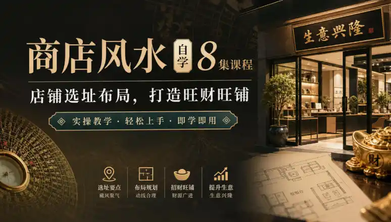 商店风水自学8集课程｜店铺选址布局，打造旺财旺铺实操教学-寒山客