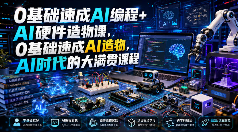 0基础速成AI编程+AI硬件造物课，0基础速成AI造物，AI时代的大满贯课程-寒山客