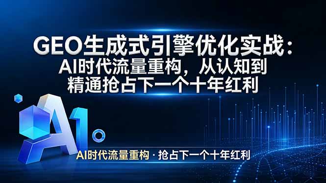 GEO 生成式引擎优化实战：AI时代流量重构，从认知到精通抢占下一个十年红利-小创项目网